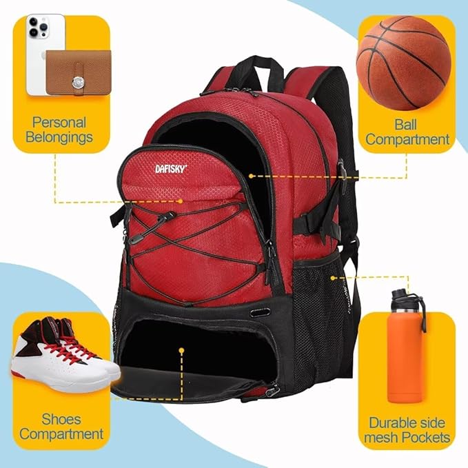 Basketball Backpack with Ball Compartment – Large Basketball Bag with Shoes compartment Sports Equipment Bag for Soccer Ball,Volleyball,Gym,Outdoor,Travel