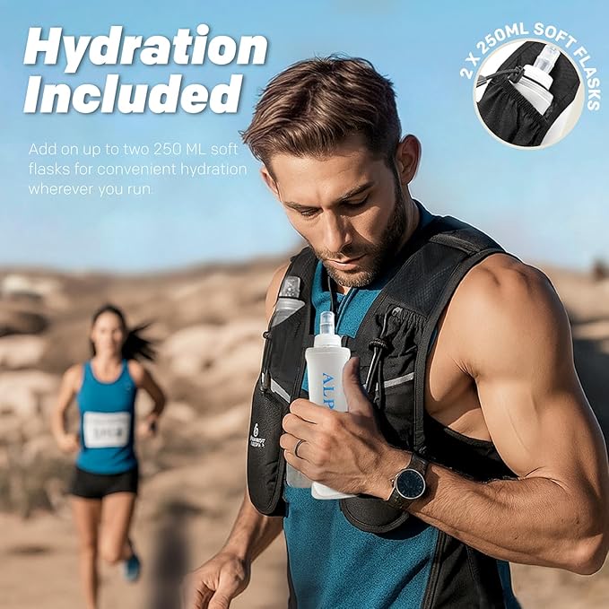 Alpheratz Running Hydration Vest with 500ml Water Bladder,Lightweight Adjustable Chest Straps Hydration Backpack for Hiking and cycing