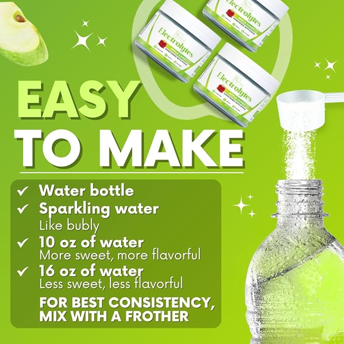 Zero Sugar - Apple Candy Electrolytes Powder - Refreshing Hydration - Caffeine Free Energy with All Natural Ingredients - Vegan, Keto, and Paleo - Sugar Free Electrolytes Drink Mix - with 30 Servings
