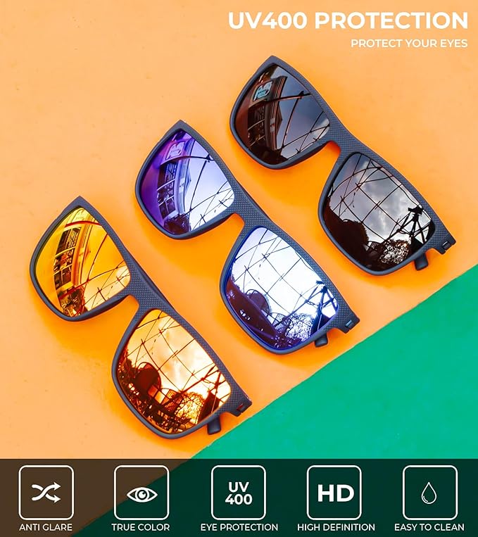 KALIYADI Polarized Sunglasses for Men, Lightweight Sun Glasses with UV Protection for Driving Fishing Golf