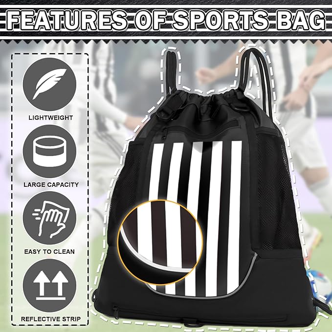 KAEGREEL Drawstring Soccer Bag Basketball Backpack for Kids Teens, Foldable Sports Bags Detachable Ball Mesh Bag for Gym Yoga Football Baseball