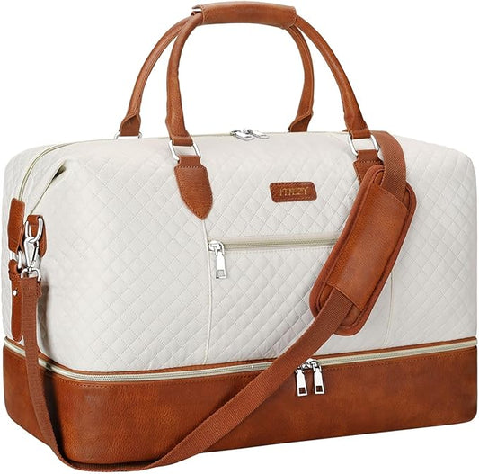 Weekender Bag for Women, Travel Duffel Bag Carry On Overnight Bag with Shoe Compartment Large Nylon Travel Weekend Tote Bag