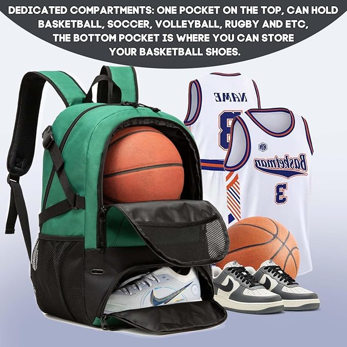 Basketball Bag Backpack, Large Capacity Sports Equipment Bags for Basketball, Soccer, and Volleyball.