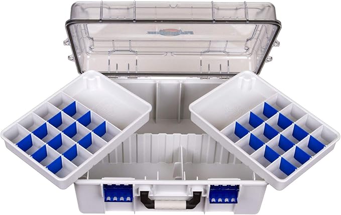 Flambeau Outdoors 4000WPNC Waterproof Satchel 4000, Portable Waterproof Tackle Box with Trays, Gray/Clear (18.71" L x 13.58" W x 7.58" D)