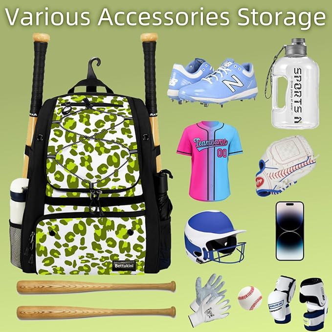 Youth Baseball Bag with Vented Shoe Compartment, Softball Bat Bag for Batting Mitten, Helmet, Teeball Gear - Adult Boys Girls Kids