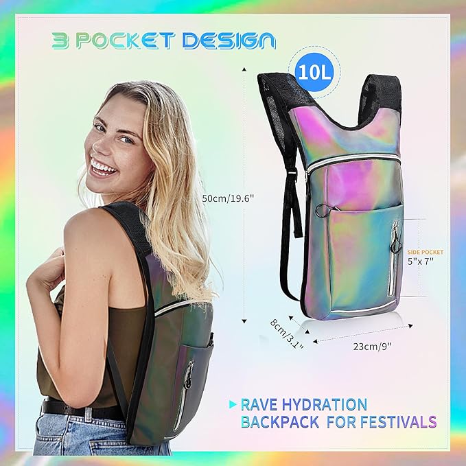 Cofurni Hydration Backpack with 2L Water Bladder, Raves Water Backpack, Lightweight Insulation Hydration Pack for Men and Women, Suitable for Music Festivals, Raves, Hiking, Activities