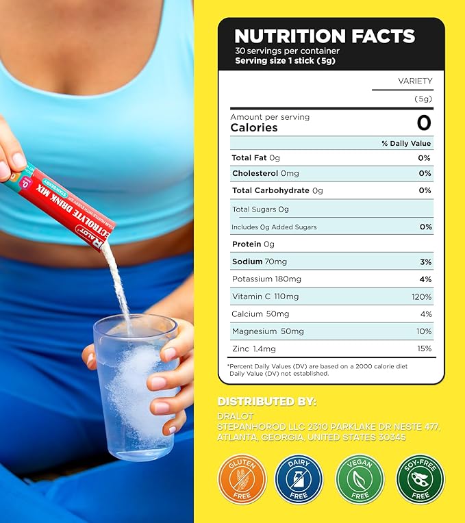 Juicy Splash 30 Packs Sugar Free Electrolytes Powder w/Natural Flavor, Liquid Daily IV Recharge+Tech. Mix 5 Electrolyte for Balance, Raw Seasalt Hydration Packets for GF, Vegan, Non-GMO, Keto