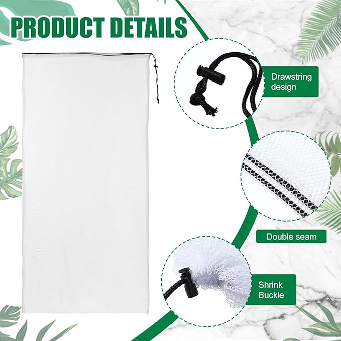 6 Pcs large Mesh Bag 24 x 48 inch Ball Mesh Drawstring Storage Sports Equipment Bag for Balls Beach