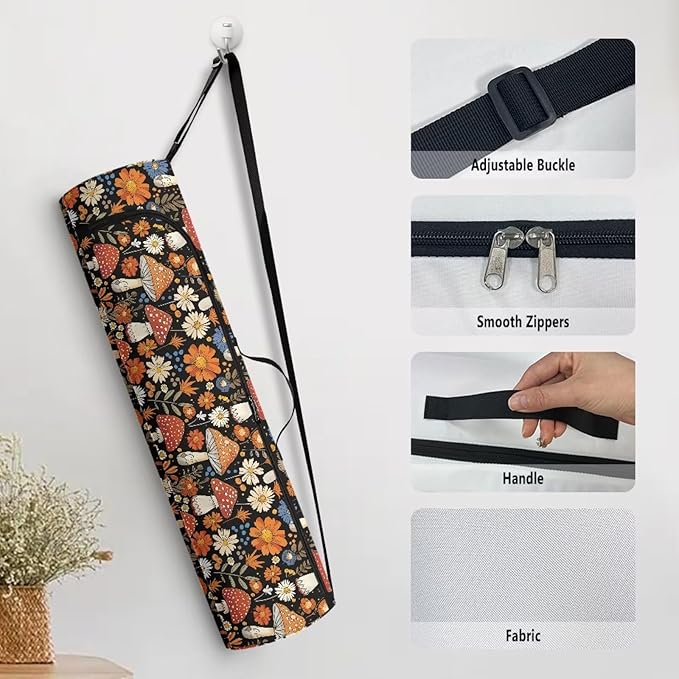 ZCFYGDX Yoga Mat Bag with Adjustable Shoulder Strap and Handle Zipper, 30in Wide x 6.3in Diameter for Yoga Mat Storage