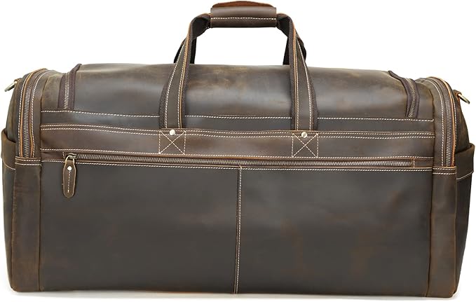 Polare 26" Full Grain Cowhide Leather Large Duffle Weekender Overnight Travel Duffel Bag For Men 62L