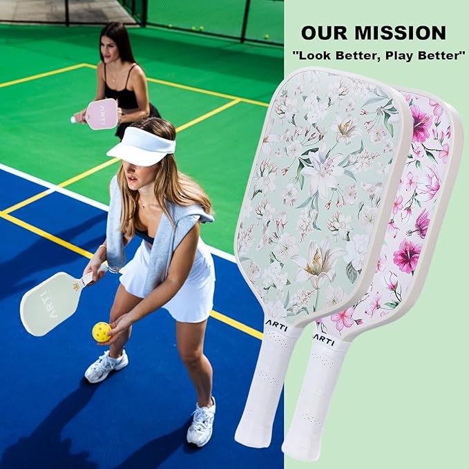 ARTI Pickleball Paddles Set of 2-USAPA Approved Fiberglass Surface Pickleball Set,2 Pickleball Rackets, 4 Balls and 1 Portable Carry Bag