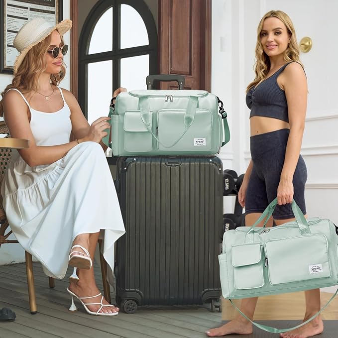 NPBAG Women Travel Duffel, Multi Functional Large Expandable Weekender Carry-on Tote, Gym Workout Overnight Bag, Mommy Hospital Bag for Labor and Delivery