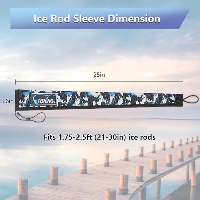 Lightproof Neoprene Fishing Rod Sleeve - Fishing Rod Cover for Storage & Transportation - Puncture Resistant Rod Sock for Casting, Trolling, Spinning Rods