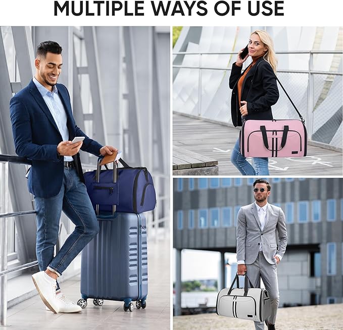 BALEINE Convertible Travel Garment Bag, Travel Suit Bag for Men, 2 in 1 Carry on Garment Bag for Hanging Clothes, Garment Duffel Bag for Travel Business (Brown)