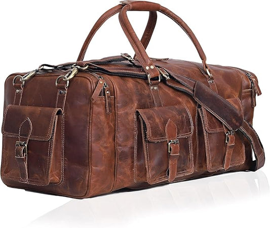 Large duffel bags for men holdall leather travel bag overnight gym sports weekend bag