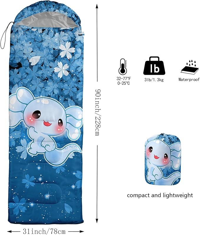 QOOMO Camping Sleeping Bags,3 Season Warm & Cool Weather,Lightweight,Waterproof Sleeping Bags for Adults & Kids,Traveling,and Outdoors,Camping Gear Equipment