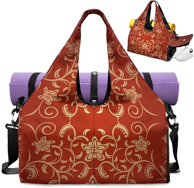 ZCFYGDX Yoga Gym Bag with Removable Adjustable Shoulder Strap, Shoe Compartment & Top Yoga Mat Holder 17.72x8.66x9.84in