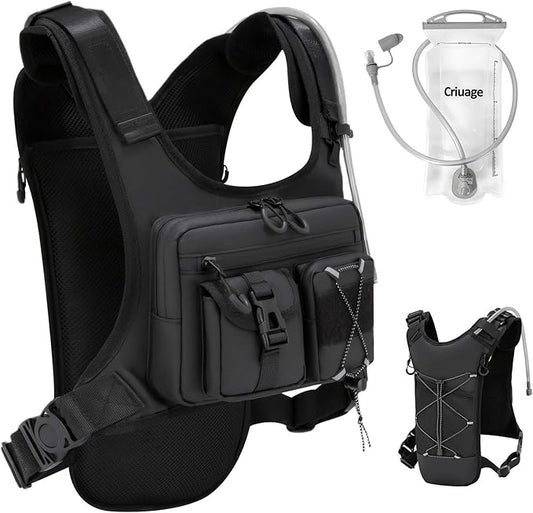 Criuage USA Original Patent Running Hydration Vest Backpack, Lightweight Chest Pack with 2.0L Water Bladder Bag Daypack for Hiking Running Cycling Race Marathon for Women Men