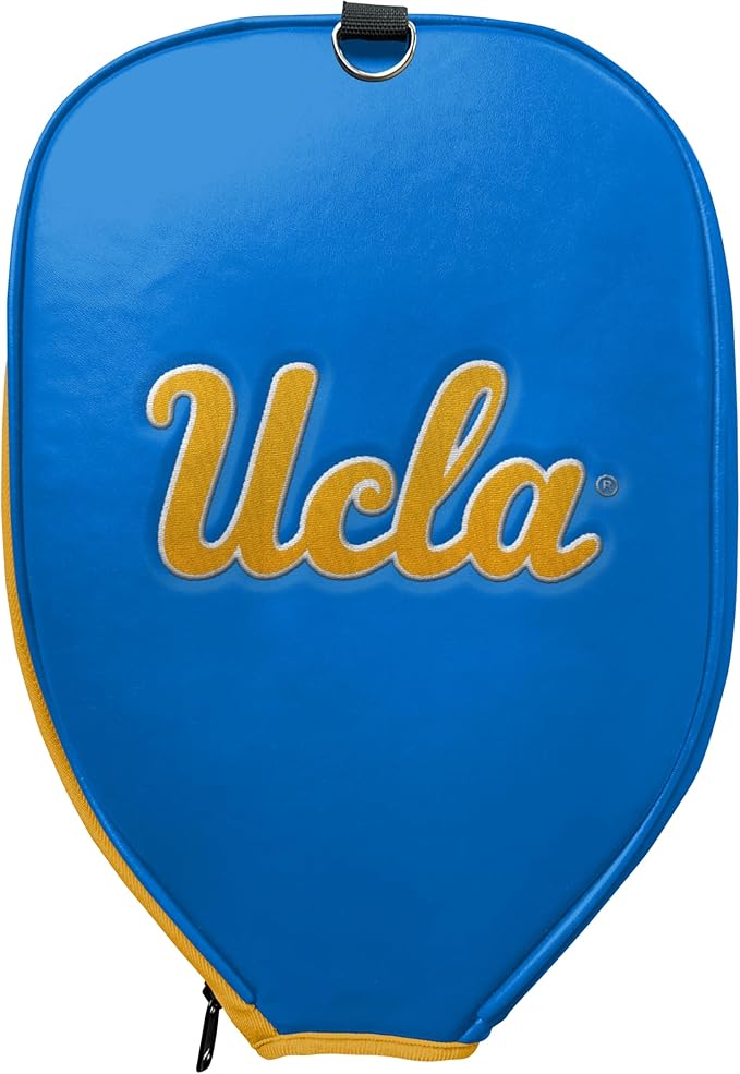 Officially Licensed Collegiate Pickleball Paddle Cover - Lightweight PU Leather Material - Durable Foam Interior Protection with Zippered Closure - Fits Most Paddles on the Market