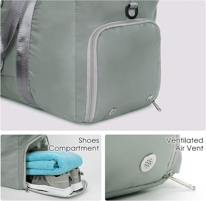 Ceneda 20" Gym Bag for Women with Wet Pocket & Shoe Compartment, Lightweight Duffel Waterproof Carry On Duffle for Travel, Yoga, Overnight (Dark Grey)