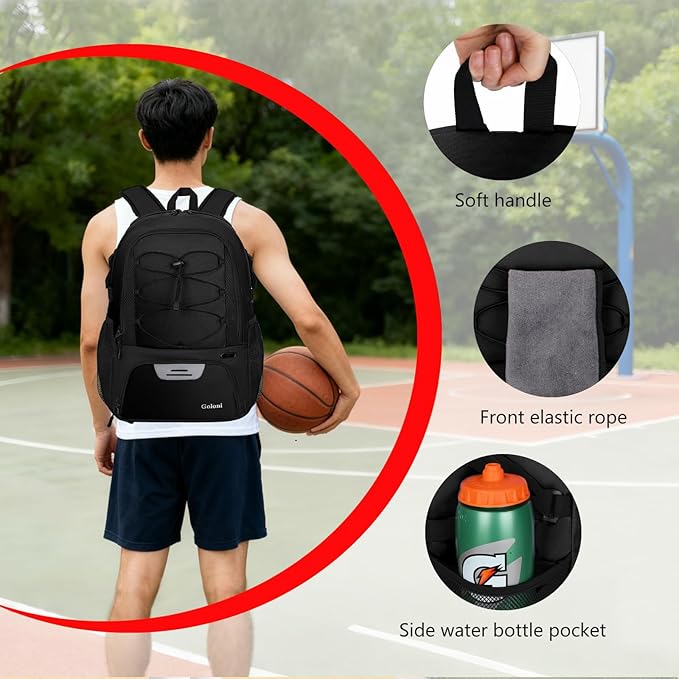 Goloni Basketball Backpack,Large Sports Bag with Ball Compartment & Shoe Compartment,Basketball Bag Fit Volleyball, soccer,Gym