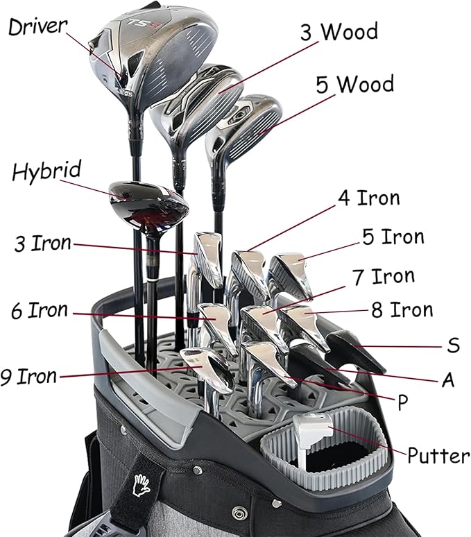 ASK ECHO SLC-130 Golf Cart Bag with 15 Way Full Length Dividers Top, Premium Quiet Golf Cart Bag with Rain Cover for Men