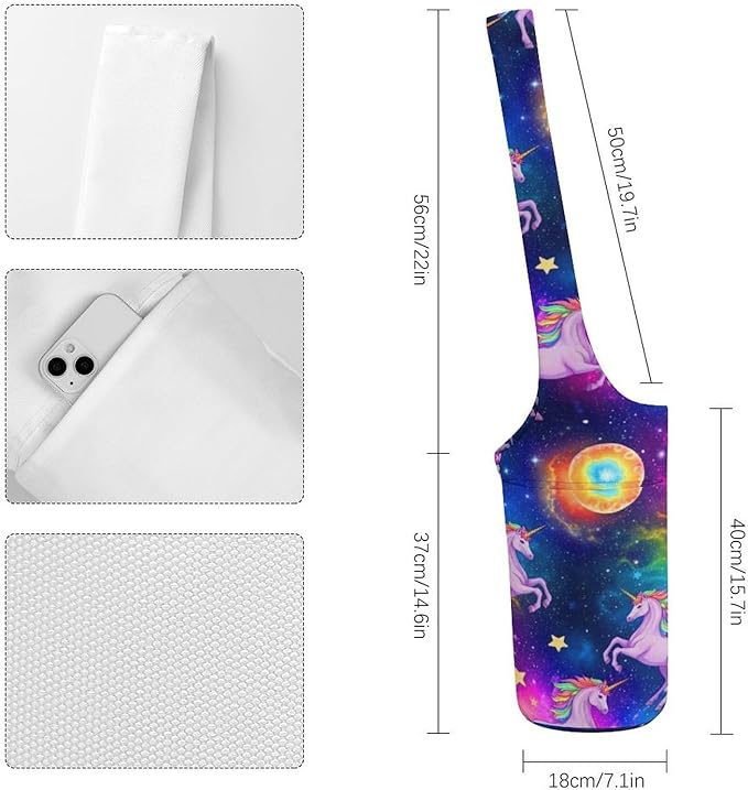 Aiyoolee Single Shoulder Yoga Mat Carrier Bag Portable Spacious with Pocket for Yoga Gym Fitness Travel