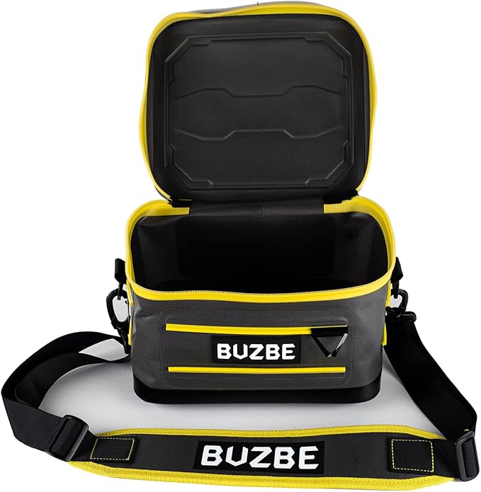 BUZBE Empty Swarm 15 Modular Tackle Bag, Premium Waterproof Tackle Bag, Customizable Fishing Tackle Bag, Compact Dry Bag, Saltwater Fishing Tackle Bag, Grey and Yellow