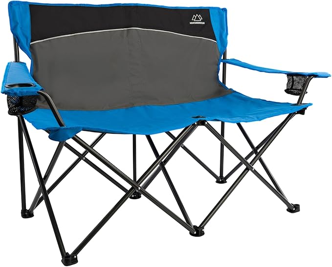 MOUNTAIN SUMMIT GEAR Loveseat Camp Chair - Portable Folding Double Chair with Cup Holders and Carry Bag, Perfect for Camping, Picnics, and Outdoor Adventures by Caddis Sports