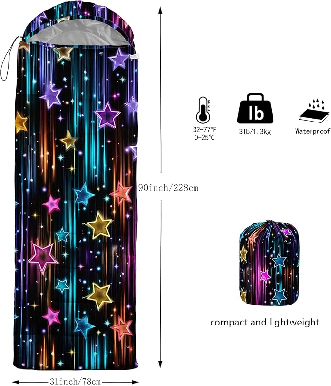 QOOMO Camping Sleeping Bags,3 Season Warm & Cool Weather,Lightweight,Waterproof Sleeping Bags for Adults & Kids,Traveling,and Outdoors,Camping Gear Equipment