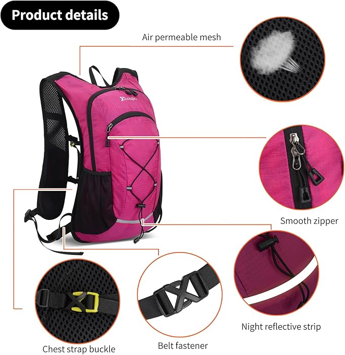 BiYiYun 15L Small Hiking Backpack Lightweight Hydration Backpack for Men Women, Warterproof Hiking Daypack for Travel Cycling