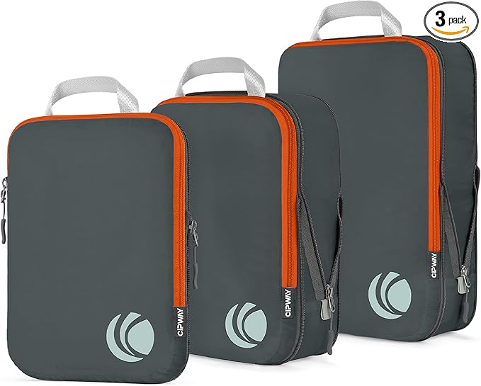 Cipway Compression Packing Cubes Set, Ultralight Expandable Travel Packing Organizers for Carry on Luggage (Grey 3pcs)