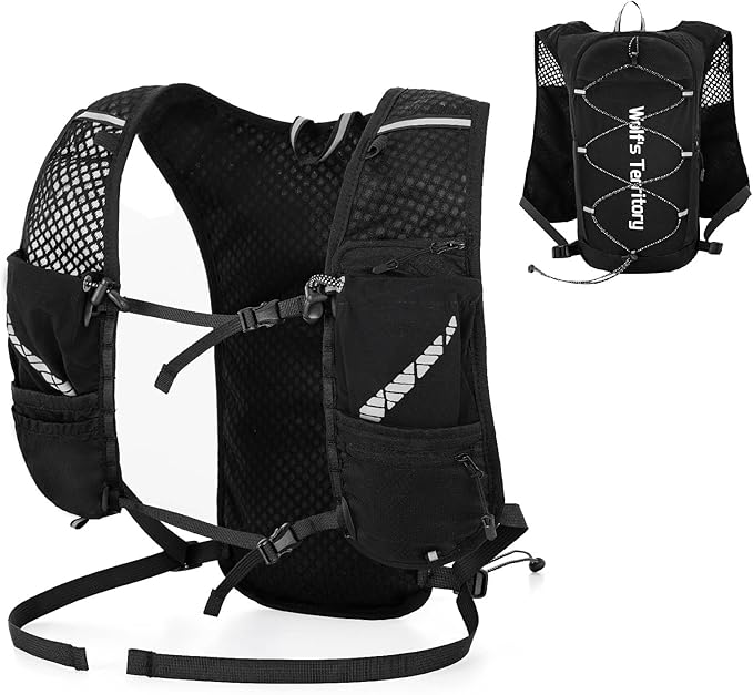 YAPJEB Hiking Hydration Vest Backpack 5L Lightweight with 2L Water Pack Bladder Daypack for Men Women Cycling, Running, Hiking and Biking (01 Black Only Vest 5L)