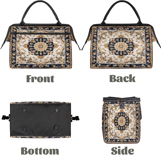 Travel Duffle Bag, Mandala Carpet Flower Overnight Weekender Tote Bag for Women Men Waterproof Carry On Luggage with Zipper Lightweight Sport Gym Bag for Traveling Yoga Camping Traveling Gifts