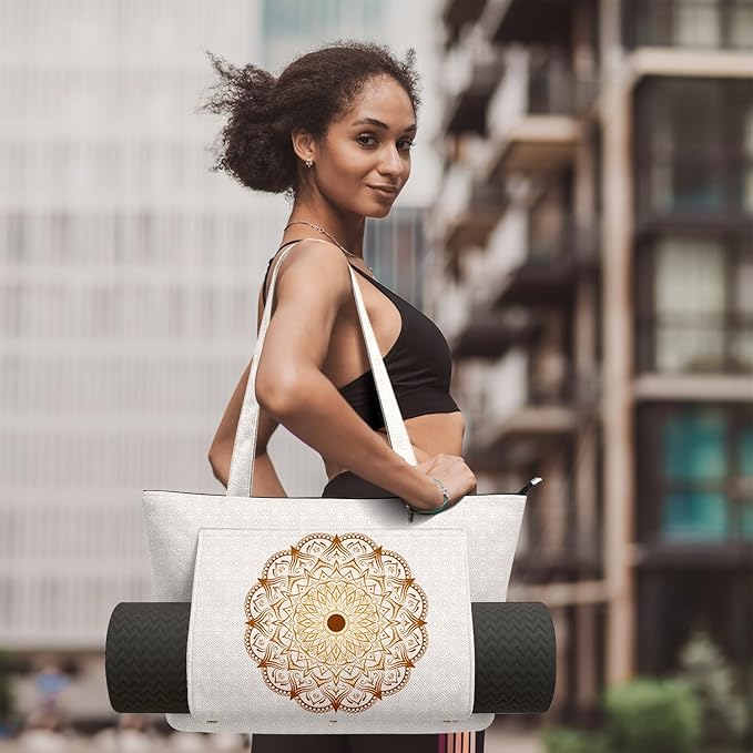 Adalore Women's Yoga Bag with Yoga Mat Carrier - Large Mat Pocket Fitness Tote for Pilates, Gym, Travel, Office & Beach