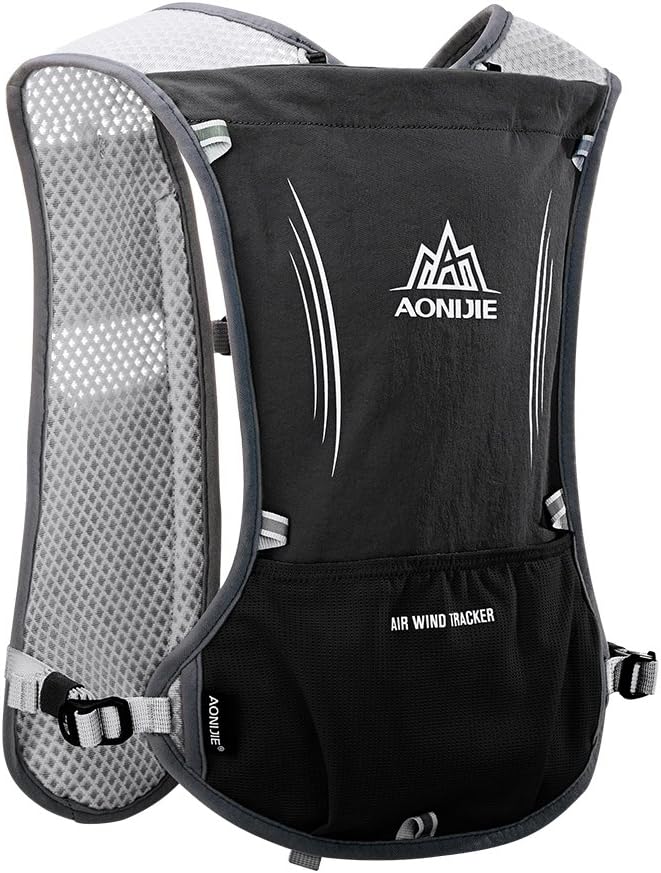 AONIJIE 5L Running Hydration Vest Pack with 9 Safety Pockets Adjustable & Lightweight Hydration Backpack for Marathon Race Hiking Cycling