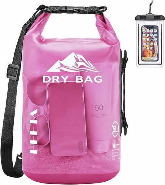 HEETA Dry Bag Waterproof for Women Men, 5L/10L/20L/30L/40L Roll Top Lightweight Dry Storage Bag Backpack with Phone Case for Travel Swimming Boating Kayaking Paddle Board Camping Beach Accessories