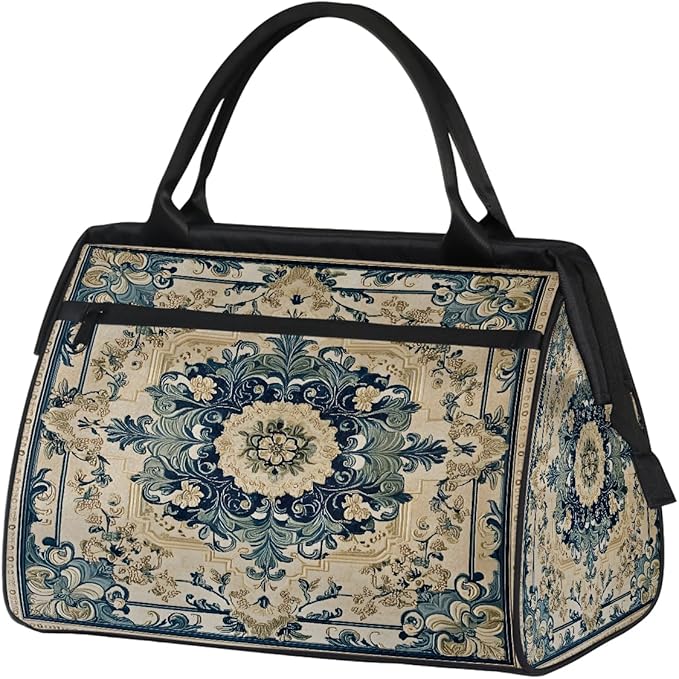 Travel Duffle Bag, Bohemian Print Flowers Overnight Weekender Tote Bag for Women Men Waterproof Carry On Luggage with Zipper Lightweight Sport Gym Bag for Traveling Yoga Camping Traveling Gifts