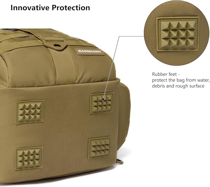 BASSDASH Convertible Fishing Backpack Sling Bag with Rod Holder, Adjustable Tactical Water-Resistant Tackle Storage Pack FP07