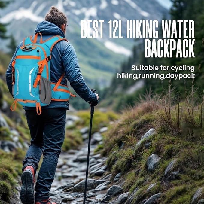 12L Hydration Backpack for Men Women,Lightweight Hydration Pack with 2L Water Bladder, Water Backpack for Cycling,Hiking,Rave,Biking and Running Outdoor Activities