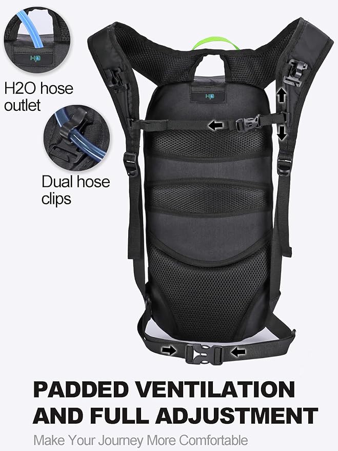 Arvano Hydration Backpack, Lightweight Hydration Pack with 2L Water Bladder, 6L Water Backpack for Men Women Cycling, Hiking, Mountain Biking, Skiing