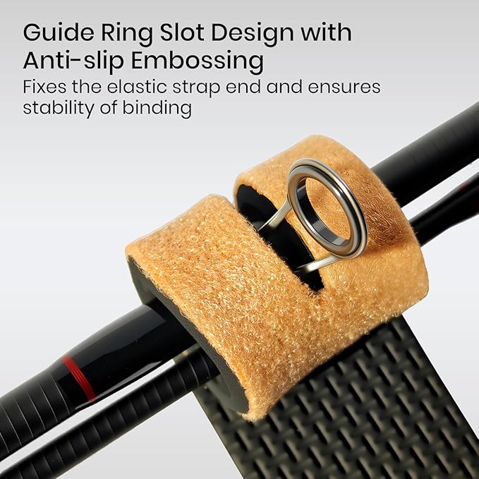 Pristis 6 pcs Fishing Rod Tie Wraps, Pole Twist Bungee Strap for Carrying, Rod Belt Band Holder for Spinning Casting Fly