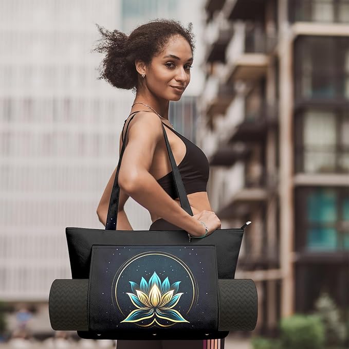 Adalore Women's Yoga Bag with Yoga Mat Carrier - Large Mat Pocket Fitness Tote for Pilates, Gym, Travel, Office & Beach
