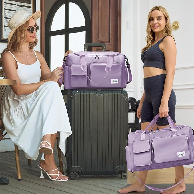 NPBAG Women Travel Duffel, Multi Functional Large Expandable Weekender Carry-on Tote, Gym Workout Overnight Bag, Mommy Hospital Bag for Labor and Delivery