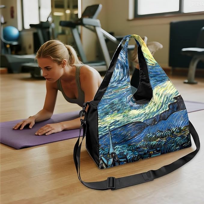 ZCFYGDX Yoga Gym Bag with Removable Adjustable Shoulder Strap, Shoe Compartment & Top Yoga Mat Holder 17.72x8.66x9.84in