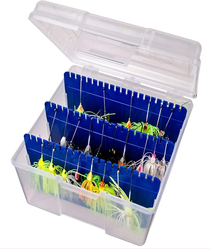 Flambeau Outdoors 00330 Medium Spinnerbait Box, Fishing Bait and Lure Organizer, Clear