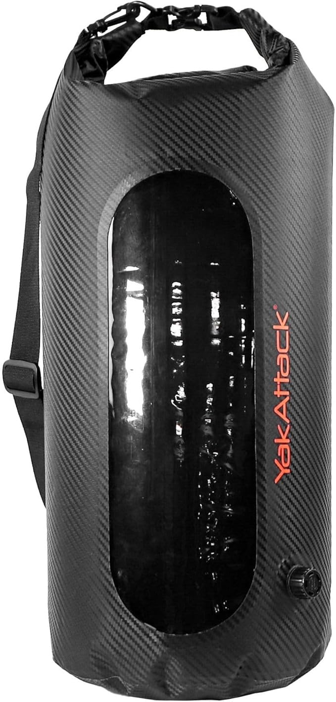 YakAttack 30L Roll-Top Drybag with Air Valve - Black Carbon | Heavy Duty Waterproof Dry Bag for Kayaking, Boating, Camping & Paddleboarding | Large Marine Drybag for Gear Protection & Storage