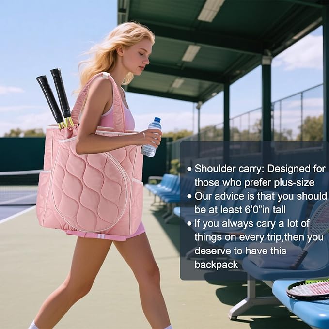 2-in-1 Tennis Tote Bag & Tennis Racket Backpack – Extra-Large Quilted Pickleball Racquet Bags, Water-Resistant & Lightweight for Men & Women
