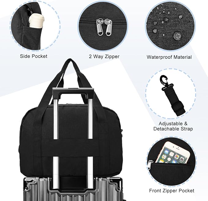 18" Small Carry on Bags for Airplanes with Laptop & Wet Compartment Underseat for Spirit Airlines Personal Item Travel Bag 18x14x8 in Duffle Gym Bag for Women Men