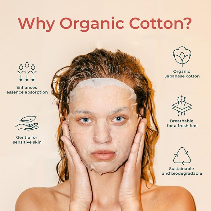 INNA ORGANIC Sheet Mask - Deep Hydration & Long-lasting Hydration | EWG & COSMOS Certified (Pack of 3) | Myrrh Essential Oils Infused Skin Care | Luxury Clean Beauty